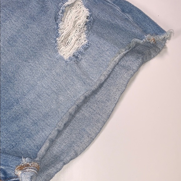 Madewell Distressed High Waist Light Blue Relaxed Denim Cut Off Booty Shorts 31 - Picture 8 of 14